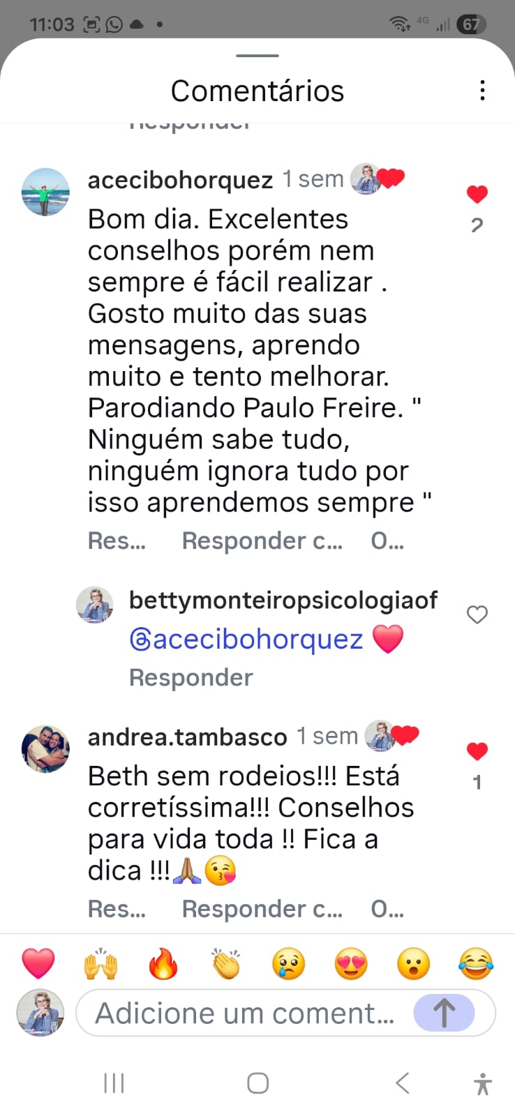 Depoimento de leitora sobre o livro.